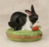 Picture of Limoges Black and White Rabbit on Grass with Carrot Box