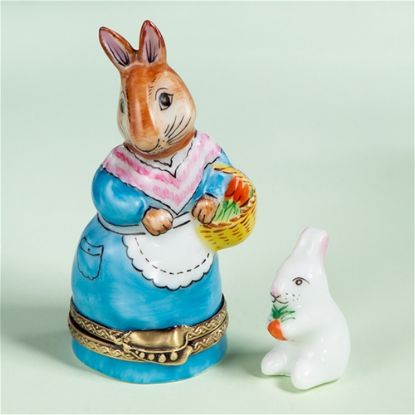 Picture of Limoges Mama Rabbit in Blue and Baby Box