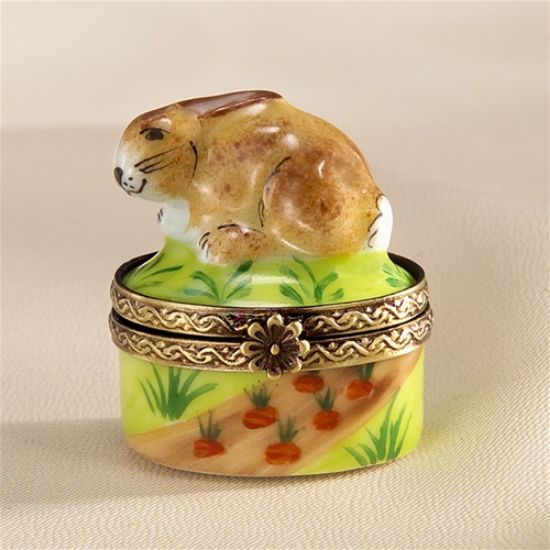 Picture of Limoges Mini Brown Rabbit on Grass Box