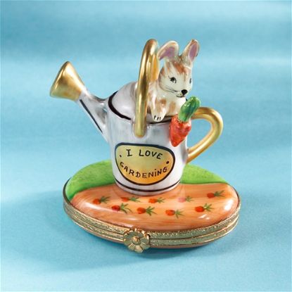 Picture of Limoges Rabbit in Gardening Watering Can Box