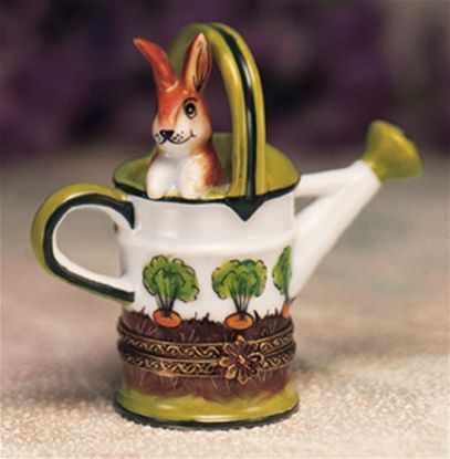 Picture of Limoges Rabbit in Watering Can with Carrots Box