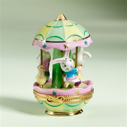 Show details for Limoges Rabbits Carousel Box Picture of Limoges Rabbits Carousel Box
