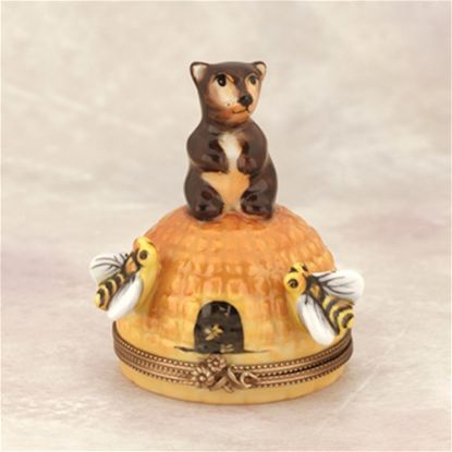 Picture of Limoges Bear on Beehive Box