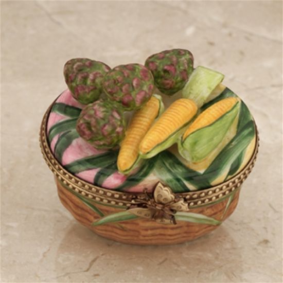 Picture of Limoges Artichokes and Corn Wicker Basket Box