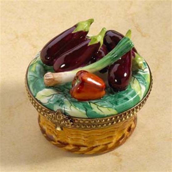 Picture of Limoges Eggplant, Peppers Wicker Basket Box