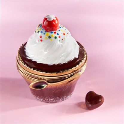 Picture of Limoges Chocolate Cherry and Cream Cupcake Box with Heart 