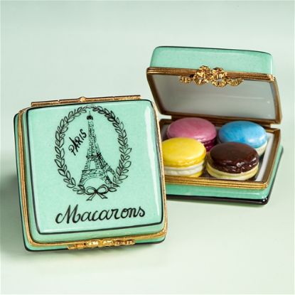 Picture of Limoges 4 Green Macaroons Box with Eiffel Tower