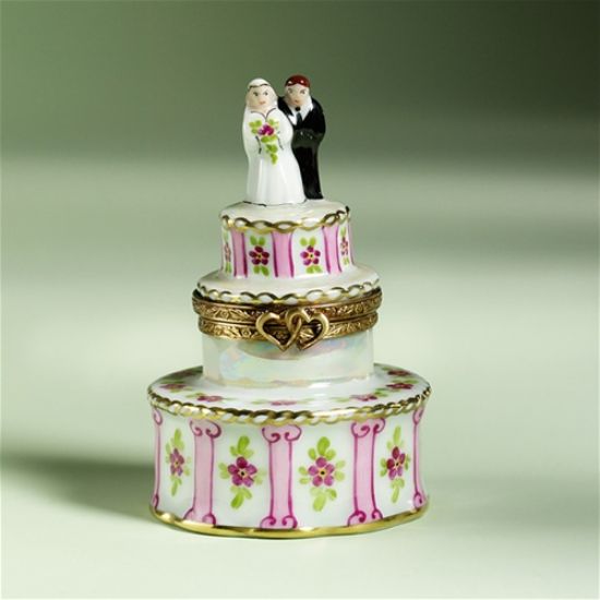 Picture of Limoges Wedding Cake Box with Bride and Groom 