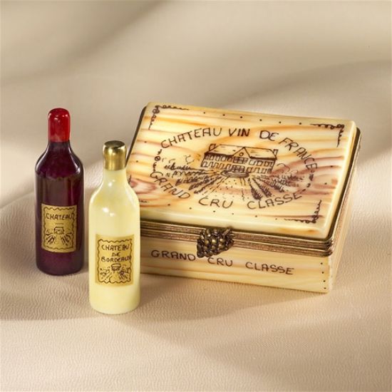 Picture of Limoges 2 Wine Bottles in Crate Box