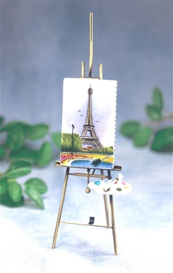 Picture of Limoges Eiffel Tower Painting on Easel with Pallette 