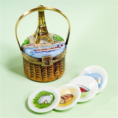 Picture of Limoges Paris Picnic Basket with Eiffel Tower and Plates Box