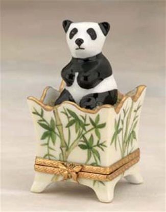 Picture of Limoges Panda Bear in Flower Pot Box