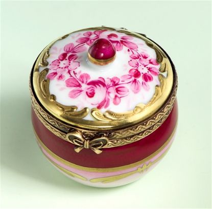 Picture of Limoges Antique Style Mini Bowl Burgundy Gold Box