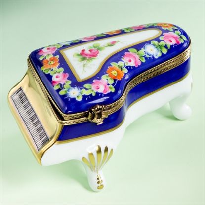 Picture of Limoges Imperial Blue Piano with Roses Box 