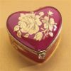 Picture of Limoges Burgundy Heart with a Gold Rose Box