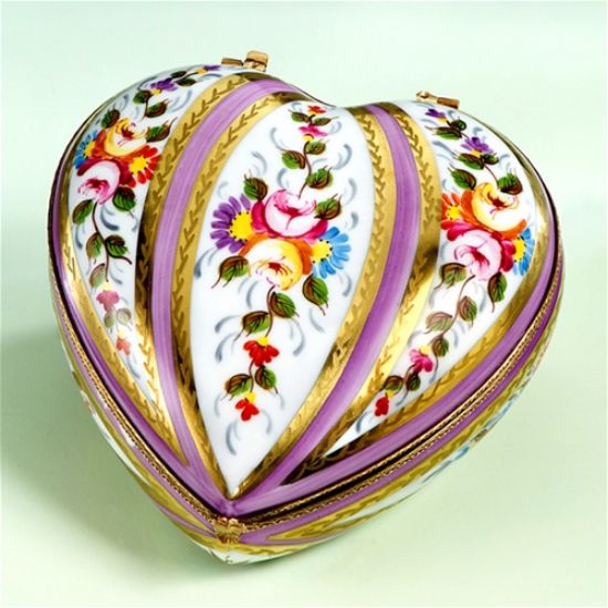 Picture of Limoges Gold and Purple Heart with Roses Box