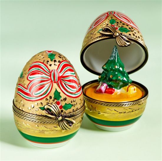 Picture of Limoges Holiday Egg Box with Christmas Tree, Each