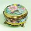 Picture of Limoges Pink Mums on Gold Box with Brass Feet