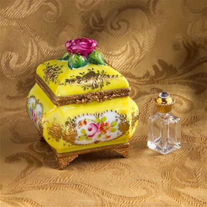 Picture of Limoges Yellow Perfume Chest with Roses Box