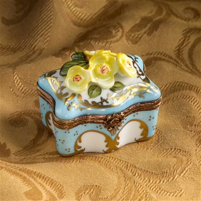 Picture of Limoges Yellow Roses Turquoise Box