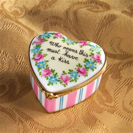 Picture of Limoges  " Who Opens This Must Have a Kiss" Heart Box 