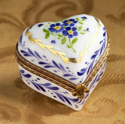 Picture of Limoges Blue Flowers Heart Box