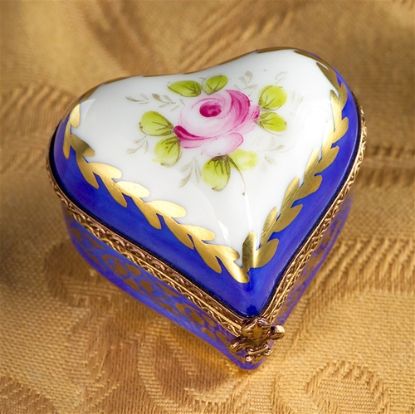 Picture of Limoges Blue Heart with a Rose Box