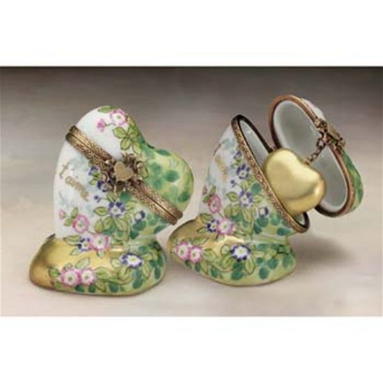 Picture of Limoges Floral Heart Box with Gold Heart Inside