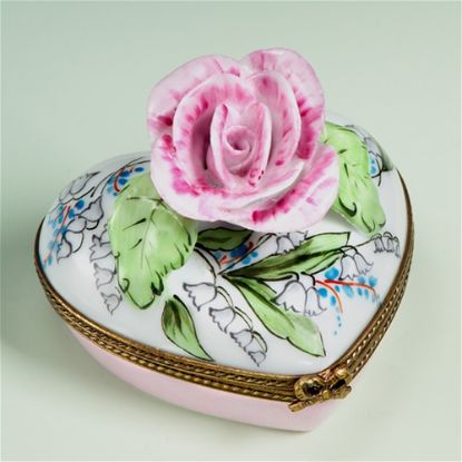 Picture of Limoges Heart with 3D Rose and Lily of the Valley Box
