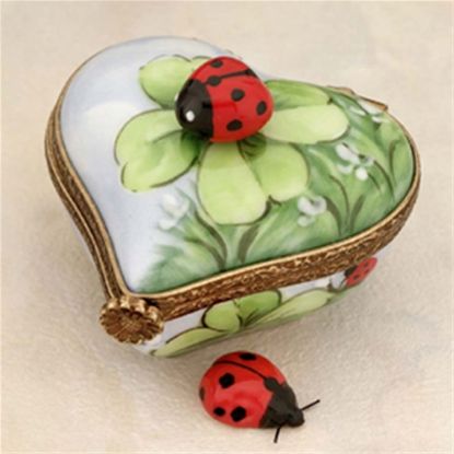 Picture of Limoges Heart with Ladybugs Box