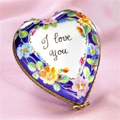 Picture of Limoges I Love You heart with Floral Garland Box