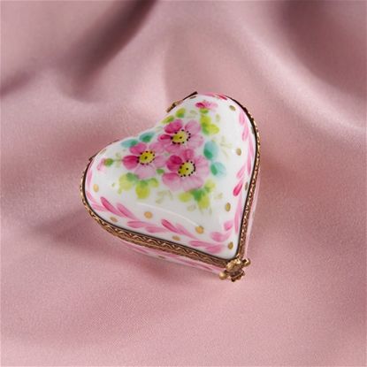 Picture of Limoges Pink Heart with Flowers Box