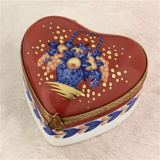 Picture of Limoges Red Heart with Blue Basket Box
