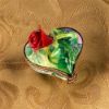 Picture of Limoges Red Rose on Green Leaves Heart Box