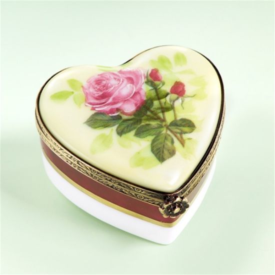 Picture of Limoges Romantic Burgundy Heart with a Rose Box