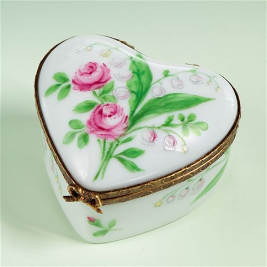 Picture of Limoges Roses and Lily of the Valley Heart Box