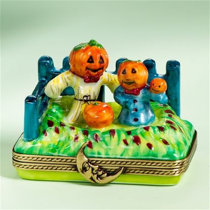 Picture of Limoges Halloween Pumpkin Family by Fence Box