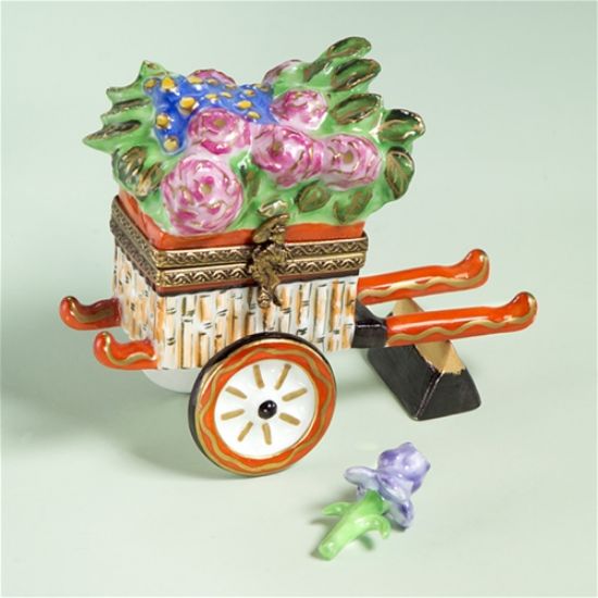 Picture of Limoges Chamart Wheelbarrow with Roses Box