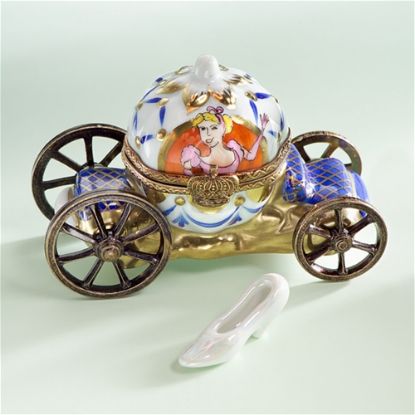 Picture of Limoges Blue Cinderella Carriage Box with Slippers Box