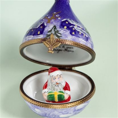 Picture of Limoges Blue Holiday Drop Ornament with Santa Box 