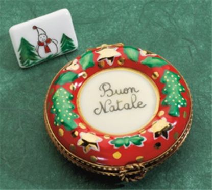 Picture of Limoges Buon Natale Wreath Box with Snowman Card