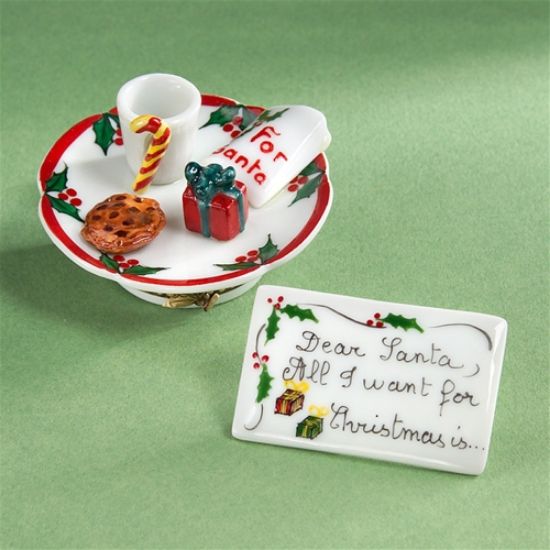 Picture of Limoges Santa Cookies Plate Box with Merry Christmas Card