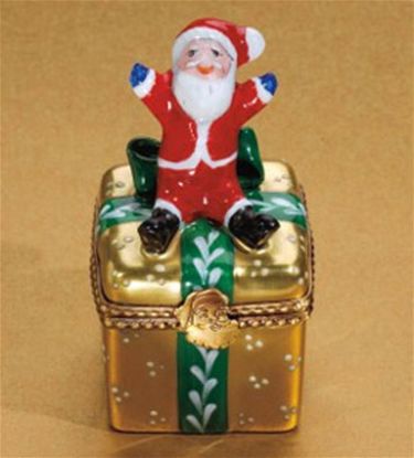 Picture of Limoges Santa on Gold Gift Box