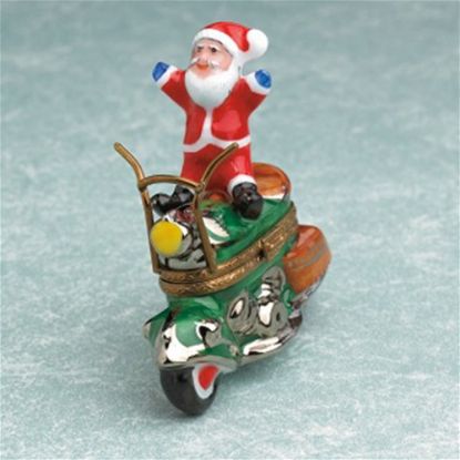 Picture of Limoges Santa on Motorcycle Box