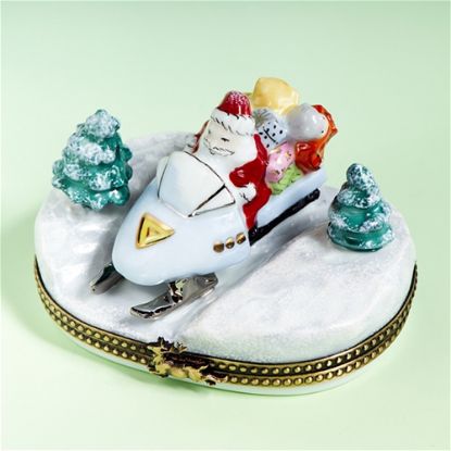 Picture of Limoges Santa on Snow Mobile Box