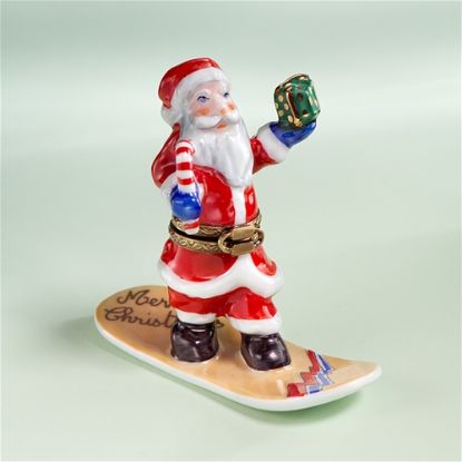 Picture of Limoges Santa Surfing with Candycane Box