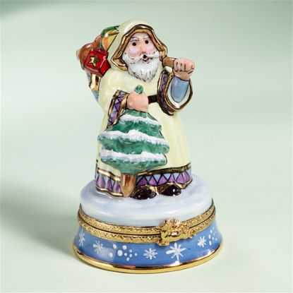 Show details for Limoges Santa with Ivory Coat Box Picture of Limoges Santa with Ivory Coat Box
