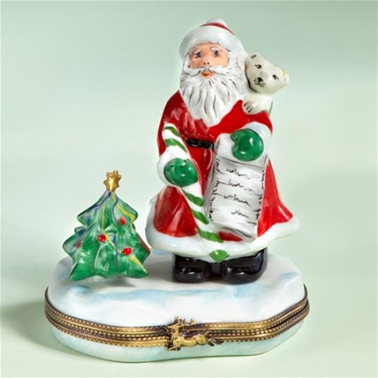 Picture of Limoges Santa with Polar Bear and Christmas Tree Box