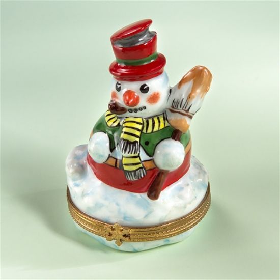 Picture of Limoges Snowman Red Hat and Broom Box