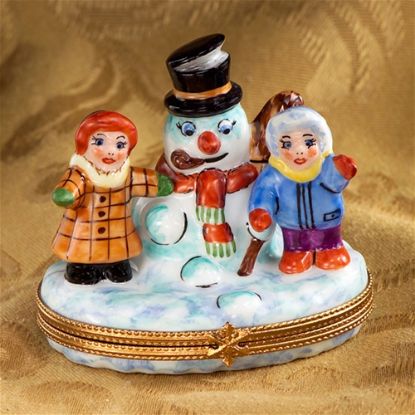 Picture of Limoges  Snowman with Children Box